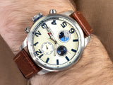 Tommy Hilfiger Jackson Multi-Function Silver Dial Brown Leather Strap Watch for Men - 1791239 Authentic Buy Shop Now