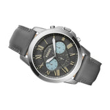 Fossil Grant Chronograph Gunmetal Grey Dial Grey Leather Strap Watch for Men - FS5183 Authentic Buy Shop Now