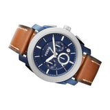 Fossil Machine Chronograph Blue Dial Brown Leather Strap Watch for Men - FS5232 Authentic Buy Shop Now