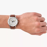 Fossil Retro Pilot Chronograph Silver Dial Brown Leather Strap Watch for Men - FS5809 Authentic Buy Shop Now