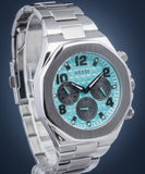 Guess Empire Chronograph Quartz Sky Blue Dial Silver Steel Strap Watch For Men - GW0489G3 Authentic Buy Shop Now