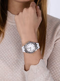 Guess Sparkling Silver Dial White Rubber Strap Watch For Women - GW0032L1 Authentic Buy Shop Now