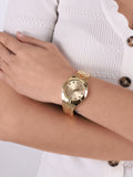 Guess Crystalline Diamonds Gold Dial Gold Steel Strap Watch for Women - GW0114L2 Authentic Buy Shop Now
