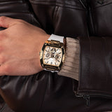 Guess Phoenix Multifunction Gold Dial White Leather Strap Watch for Men - GW0202G6 Authentic Buy Shop Now