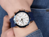 Guess Caliber Chronograph White Dial Blue Silicone Strap Watch for Men - W0864G5 Authentic Buy Shop Now