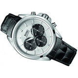Hugo Boss Casual Chronograph Silver Dial Black Leather Strap Watch For Men - HB1512880 Authentic Buy Shop Now