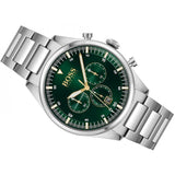 Hugo Boss Pioneer Green Dial Silver Steel Strap Watch for Men - 1513868 Authentic Buy Shop Now
