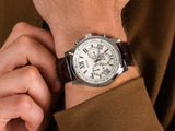 Guess Horizon Chronograph White Dial Brown Leather Strap Watch For Men - W0380G2 Authentic Buy Shop Now