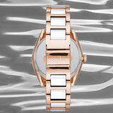 Michael Kors Janelle Three Hand Rose Gold Dial Two Tone Steel Strap Watch For Women - MK7134 Authentic Buy Shop Now
