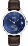 Hugo Boss Corporal Blue Dial Brown Leather Strap Watch for Men - 151363 Authentic Buy Shop Now