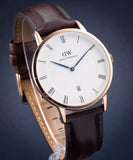 Daniel Wellington Dapper Bristol White Dial Brown Leather Strap Watch For Men - DW00100086 Authentic Buy Shop Now