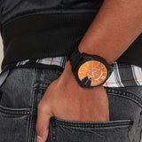 Diesel Mega Chief Chronograph Black Dial Black Steel Strap Watch For Men - DZ4318 Authentic Buy Shop Now