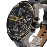 Diesel Mr Daddy 2.0 Chronograph Black Dial Black Leather Strap Watch For Men - DZ7348 Authentic Buy Shop Now
