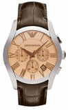 Emporio Armani Valente Chronograph Amber Dial Brown Leather Strap Watch For Men - AR1634 Authentic Buy Shop Now