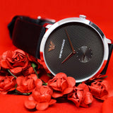 Emporio Armani Modern Slim Quartz Grey Dial Black Leather Strap Watch For Men - AR11162 Authentic Buy Shop Now