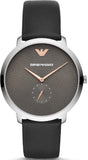 Emporio Armani Modern Slim Quartz Grey Dial Black Leather Strap Watch For Men - AR11162 Authentic Buy Shop Now