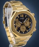 Guess Empire Quartz Black Dial Gold Steel Strap Watch For Men - GW0489G2 Authentic Buy Shop Now