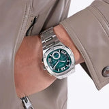 Guess Headline Quartz Green Dial Silver Steel Strap Watch For Men - GW0572G6 Authentic Buy Shop Now