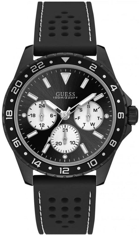 Guess Odyssey Quartz Black Dial Black Silicone Strap Watch For Men - W1108G3 Authentic Buy Shop Now
