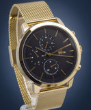 Lacoste Replay Chronograph Black Dial Gold Steel Strap Watch for Men - 2011195 Authentic Buy Shop Now