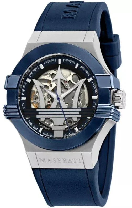 Maserati Potenza Automatic Skeleton Dial Blue Rubber Strap Watch For Men - R8821108035 Authentic Buy Shop Now