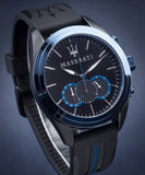 Maserati Traguardo Sports Blue Dial Black Rubber Strap Watch For Men - R8871612006 Authentic Buy Shop Now