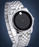 Movado Museum Classic Black Dial Silver Steel Strap Watch For Men - 606504 Authentic Buy Shop Now