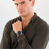 Movado Museum Classic Blue Dial Black Leather Strap Watch for Men - 606610 Authentic Buy Shop Now