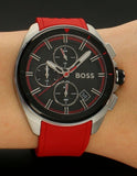 Hugo Boss Volane Black Dial Red Rubber Strap Watch for Men - 1513959 Authentic Buy Shop Now