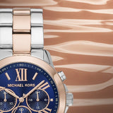 Michael Kors Bradshaw Chronograph Blue Dial Two Tone Steel Strap Watch For Women - MK6389 Authentic Buy Shop Now