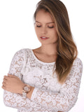 Michael Kors Runway Quartz Rose Gold Dial White Leather Strap Watch For Women - MK6980 Authentic Buy Shop Now
