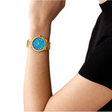 Michael Kors Lennox Analog Blue Dial Gold Steel Strap Watch for Women - MK7460 Authentic Buy Shop Now