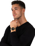Michael Kors Bayville Chronograph Black Dial Gold Steel Strap Watch For Men - MK8726 Authentic Buy Shop Now