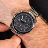 Tommy Hilfiger Iconic Quartz Black Dial Silver Steel Strap Watch for Men - 1791564 Authentic Buy Shop Now