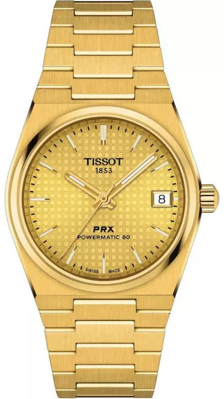 Tissot PRX Powermatic 80 Gold Dial Gold Steel Strap Watch for Men - T137.207.33.021.00 Authentic Buy Shop Now