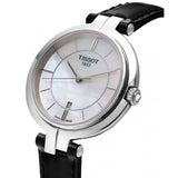 Tissot T Lady Flamingo Mother of Pearl White Dial Black Leather Strap Watch for Women - T094.210.16.111.00 Authentic Buy Shop Now