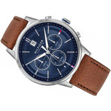 Tommy Hilfiger Kyle Multifunction Blue Dial Brown Leather Strap Watch for Men - 1791629 Authentic Buy Shop Now