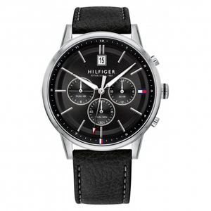 Tommy Hilfiger Kyle Quartz Black Dial Black Leather Strap Watch for Men - 1791630 Authentic Buy Shop Now