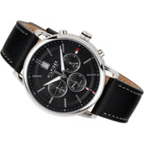 Tommy Hilfiger Kyle Quartz Black Dial Black Leather Strap Watch for Men - 1791630 Authentic Buy Shop Now