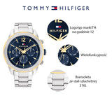 Tommy Hilfiger Lars Chronograph Blue Dial Silver Steel Strap Watch For Men - 1792059 Authentic Buy Shop Now
