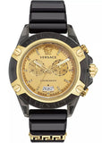 Versace Icon Active Chrono Gold Dial Black Silicone Strap Unisex Watch - VEZ701623 Authentic Buy Shop Now