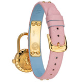 Versace Medusa Lock Icon Quartz Gold Dial Pink & Blue Leather Strap Watch For Women - VEDW00219 Authentic Buy Shop Now