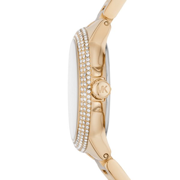 Michael Kors Mini Camille Chronograph White Dial Rose Gold Steel Strap Watch For Women - MK6844 Authentic Buy Shop Now
