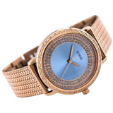 Guess Willow Crystal Blue Dial Rose Gold Mesh Bracelet Watch For Women - W0836L1 Authentic Buy Shop Now