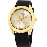 Guess G Twist Gold Dial Black Leather Strap Watch for Women - W0911L3 Authentic Buy Shop Now