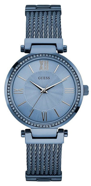 Guess Soho Diamonds Blue Dial Blue Mesh Bracelet Watch For Women - W0638L3 Authentic Buy Shop Now