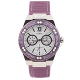 Guess Limelight Quartz Silver Dial Purple Leather Strap Watch For Women - W0775L6 Authentic Buy Shop Now