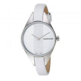 Calvin Klein Rebel White Dial White Leather Strap Watch for Women - K8P231L6 Authentic Buy Shop Now