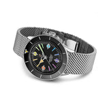 Breitling Superocean Heritage '57 Black Dial Silver Mesh Bracelet Watch for Men - A103701A1B1A1 Authentic Buy Shop Now